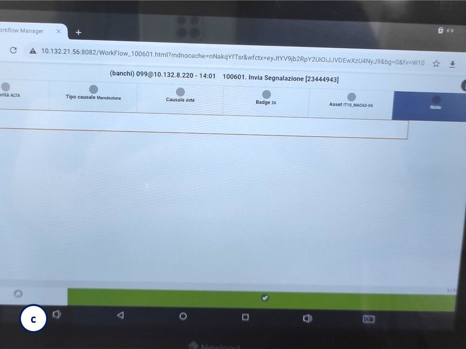 Opera MES: Inserimento note per il manutentore