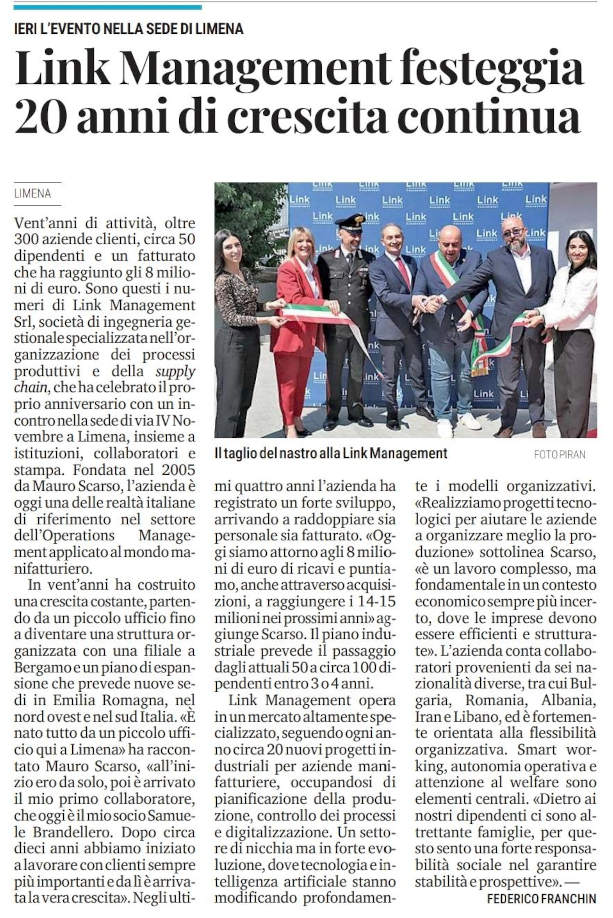 Link Management festeggia 20 anni di crescita continua
